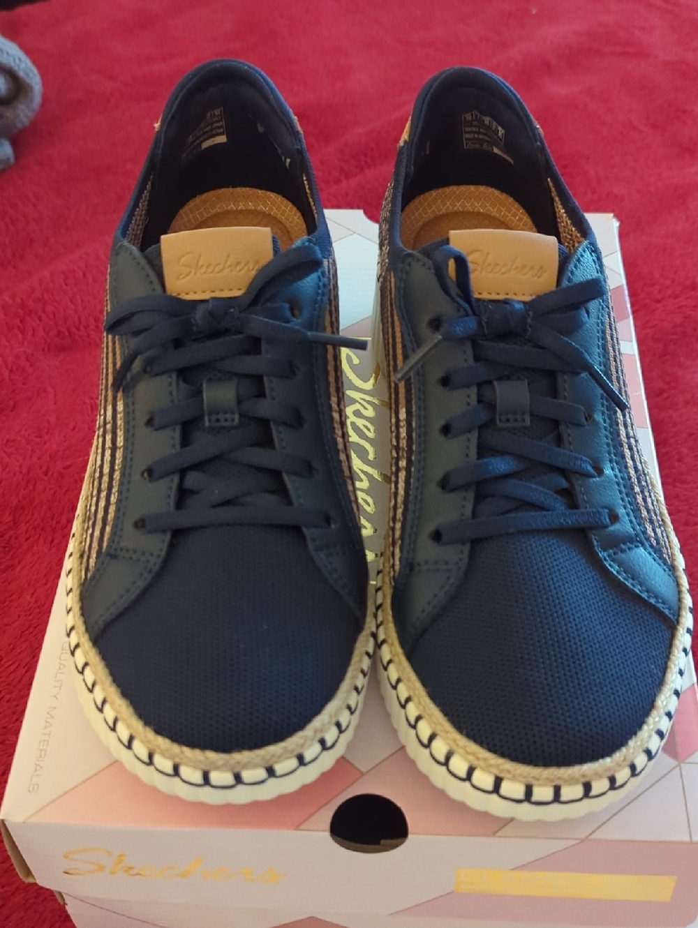 Skechers Women's Navy Faux Lace-Up Sneakers